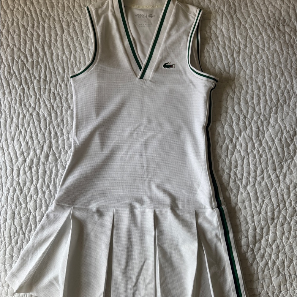 Lacoste White Tennis Dress with Green Accents
